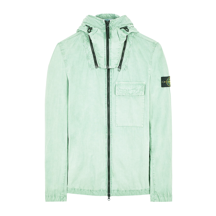 STONE ISLAND 1 POCKET OLD EFFECT OVERSHIRT IN AQUA Munro